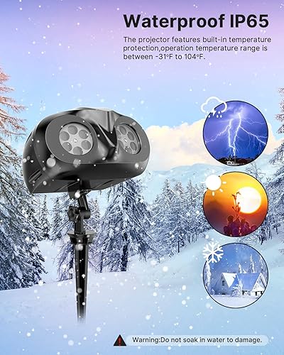 Miniatura 5 de Proyector de copos de nieve de Navidad para exteriores, con forma de búho, espectáculo de nevadas LED al aire libre, paisaje impermeable, lámpara de