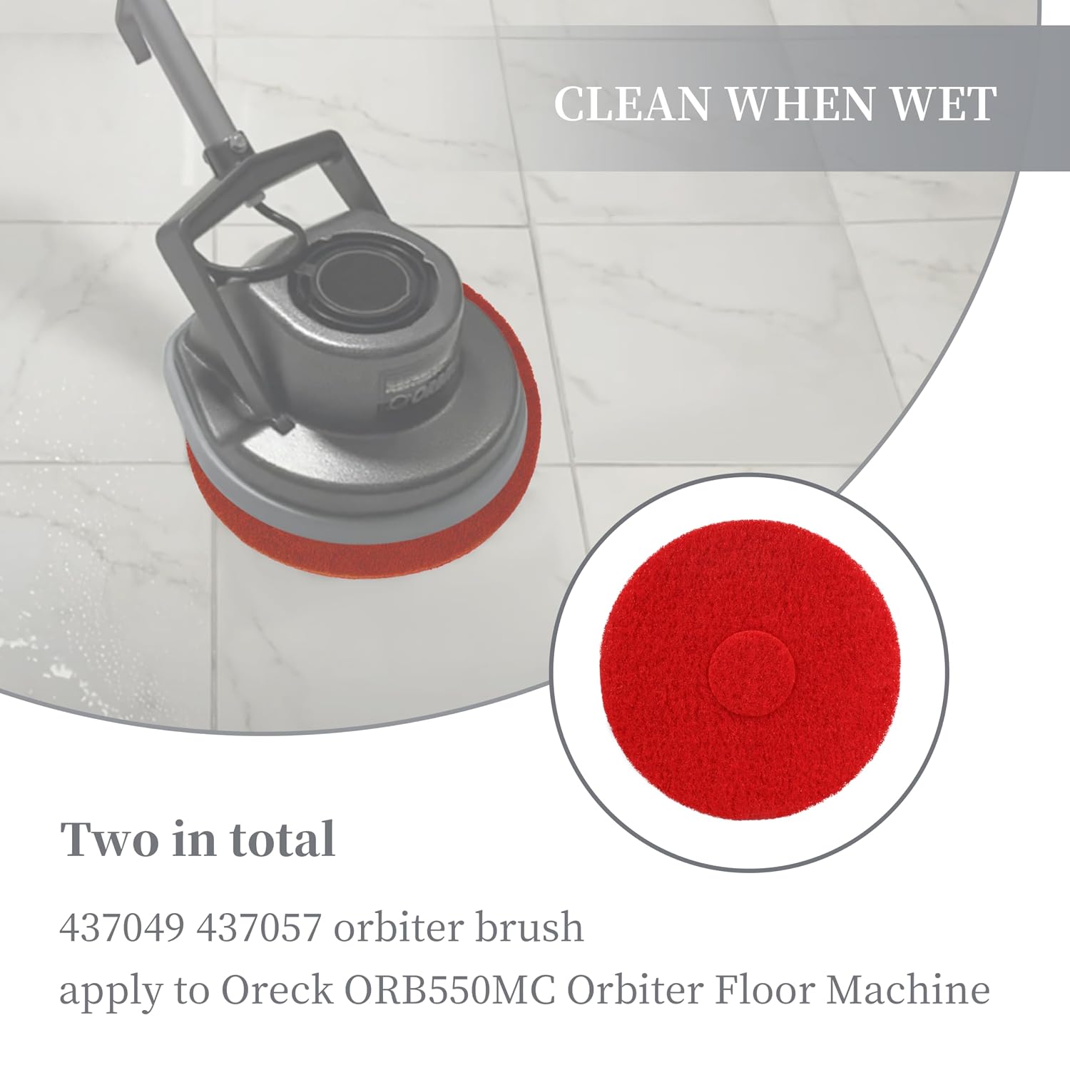 437.056 12" Replacement Cleaning Pad for Oreck 550MC Orbiter Red，2 Pack | Commercial Grade Red Scrub Pad, Durable for Deep Cleaning & Buffing, Fits 12" Orbiter Machines, For Tile Wood Vinyl Floors