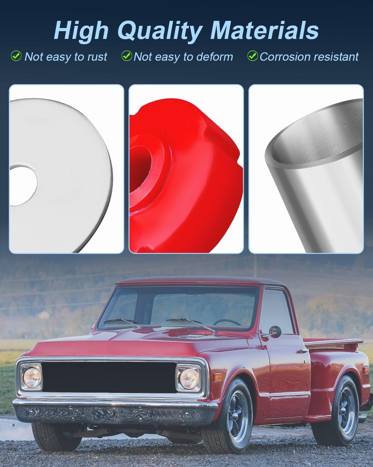 7-101 Body Mount Bushing Kit Fit for Chevy C10 1967-1972, Red