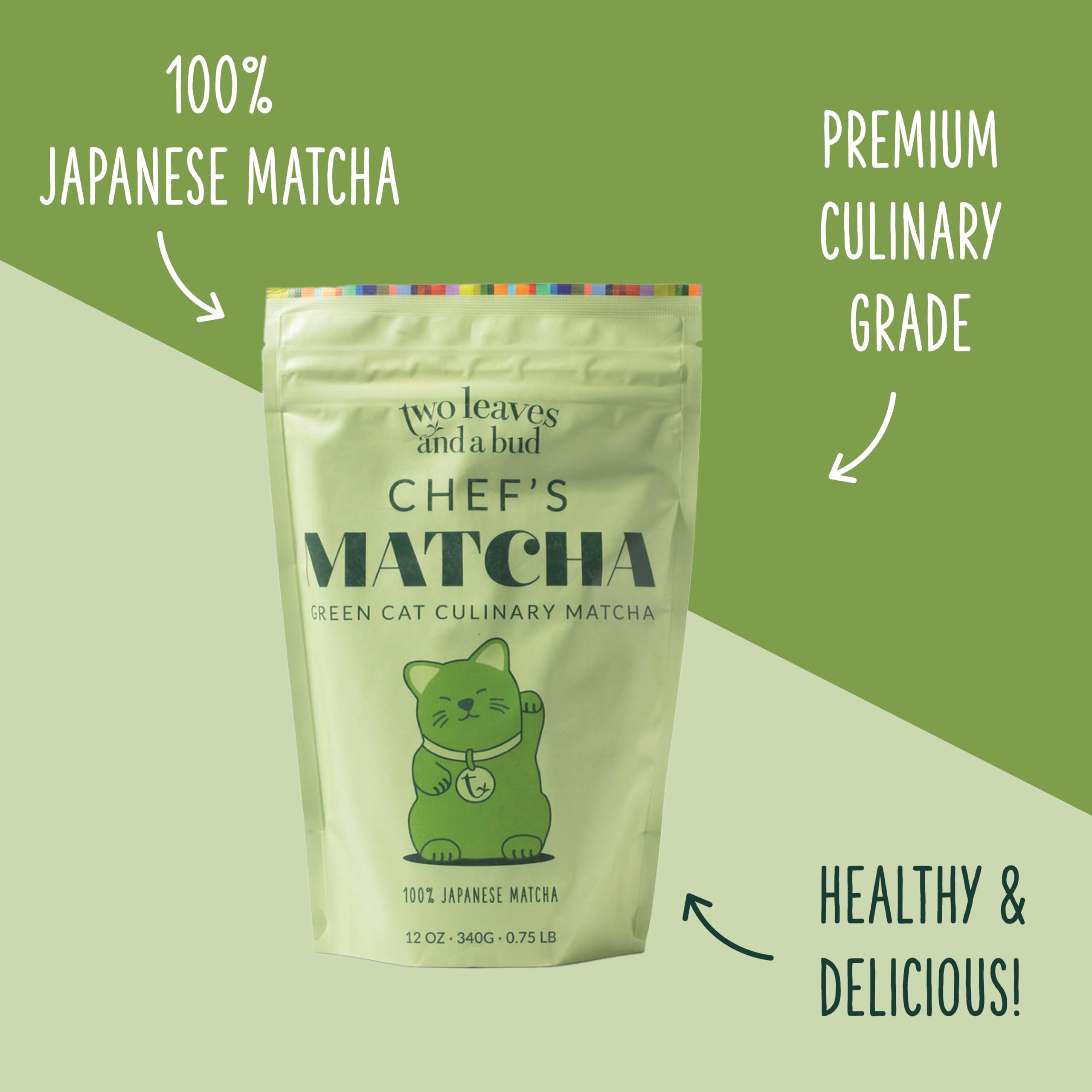 Two Leaves and a Bud Chefs Matcha Green Tea 100 Japanese Culinary Matcha Powder 1 Resealable Bag 340g — view 4