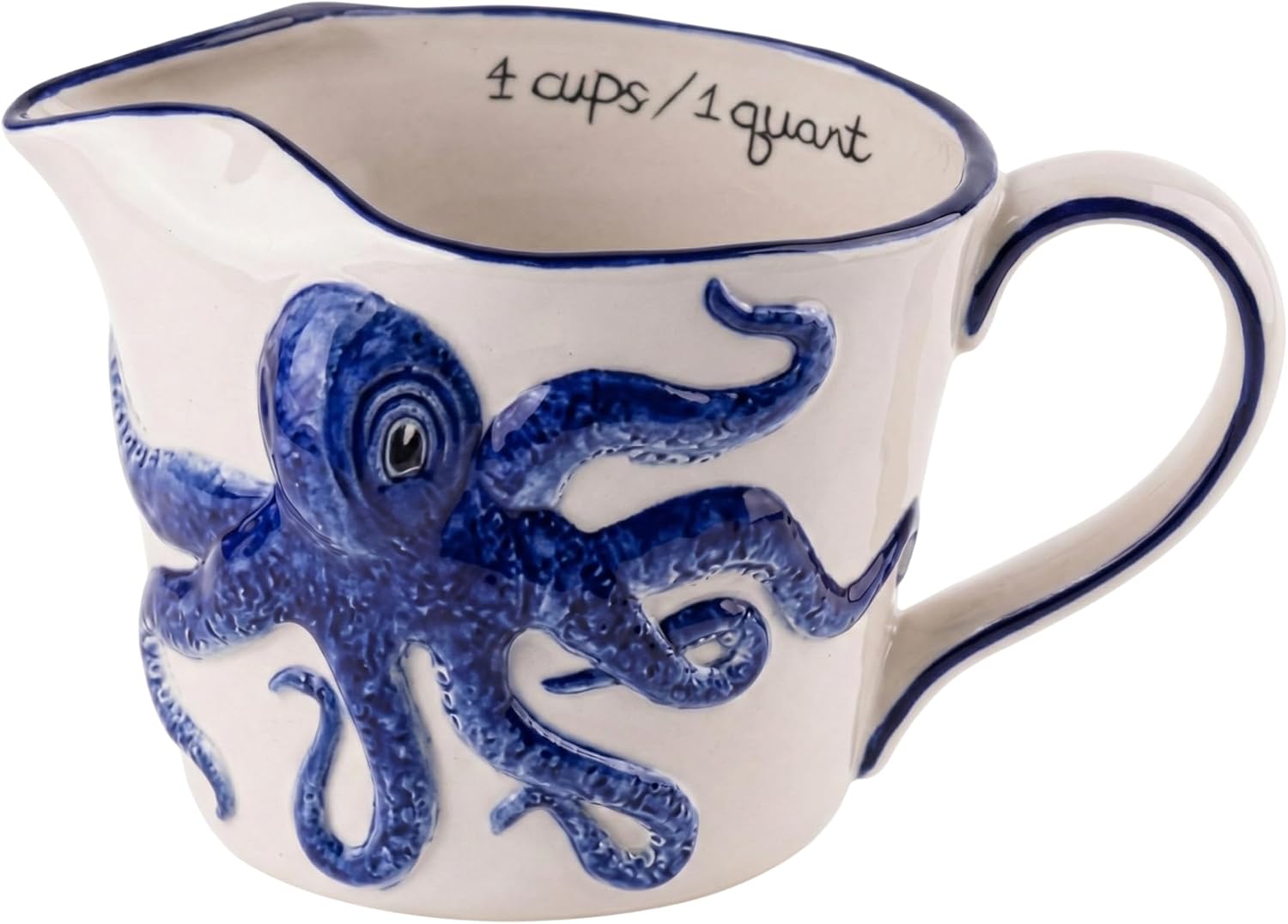 Blue Sky Ceramic 8 x 5.25 x 5" Octopus Measuring Cup, 1 quart