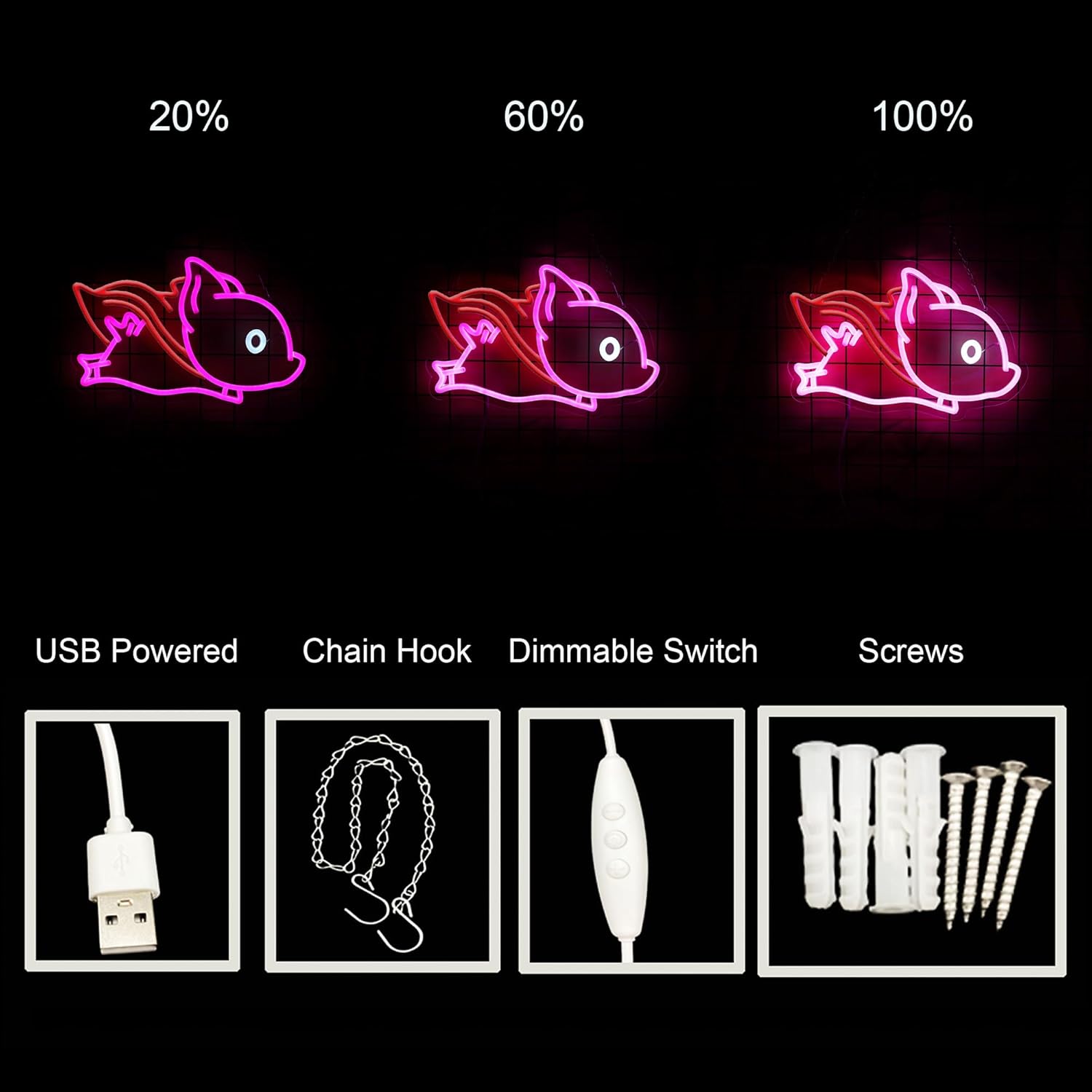 Superhero Cape Fly Pig Neon Sign Neon Pig Light Up Sign For Wall Decor Home Decor Neon Light USB Powered LED Light Up Signs Room Decor - Image 5