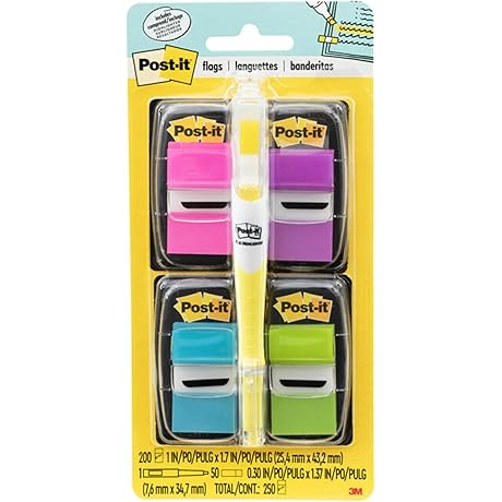 Pack of 200 Post-Its Flags in Vibrant Assortment