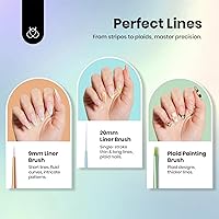 Vista 44 de Beetles - Juego de 6 pinceles de gel para arte de uñas, diseño de esmalte de gel, herramientas de pintura con pincel plano, pincel ovalado, pincel