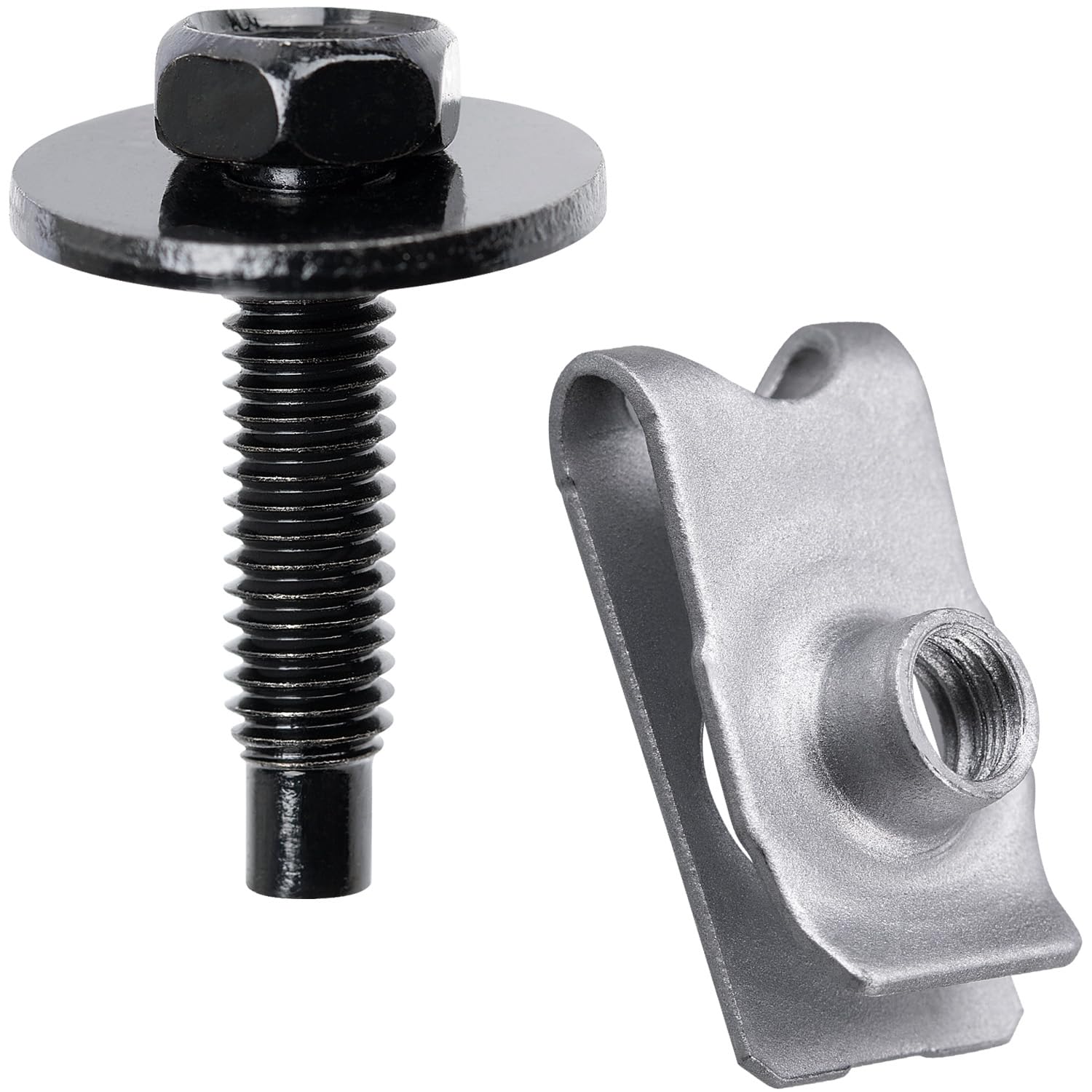 OAUTOO 10sets M6-1.0x23mm Multipurpose Hex Head Bolt with U-Nuts Kit 08913-6065A 08146-6162H for Nissan Infiniti Fender Liner Bumper Cover Splash