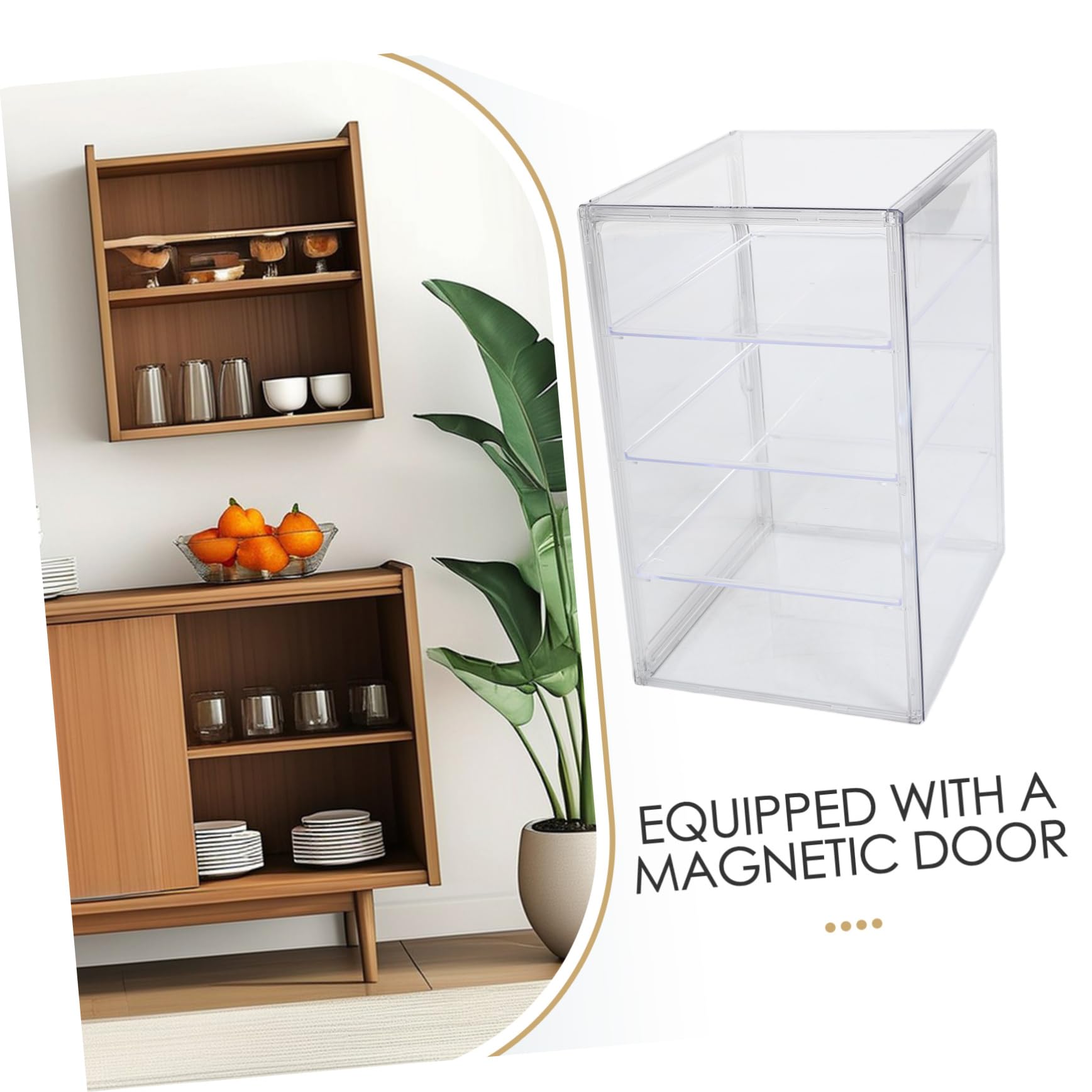 Cabilock Vitrina Acrílica Transparente y Puerta Magnética Fácil de Limpiar con 4 Niveles Ajustables y Almacenamiento de Pan para Pan Adecuado para Encimeras de Cocina