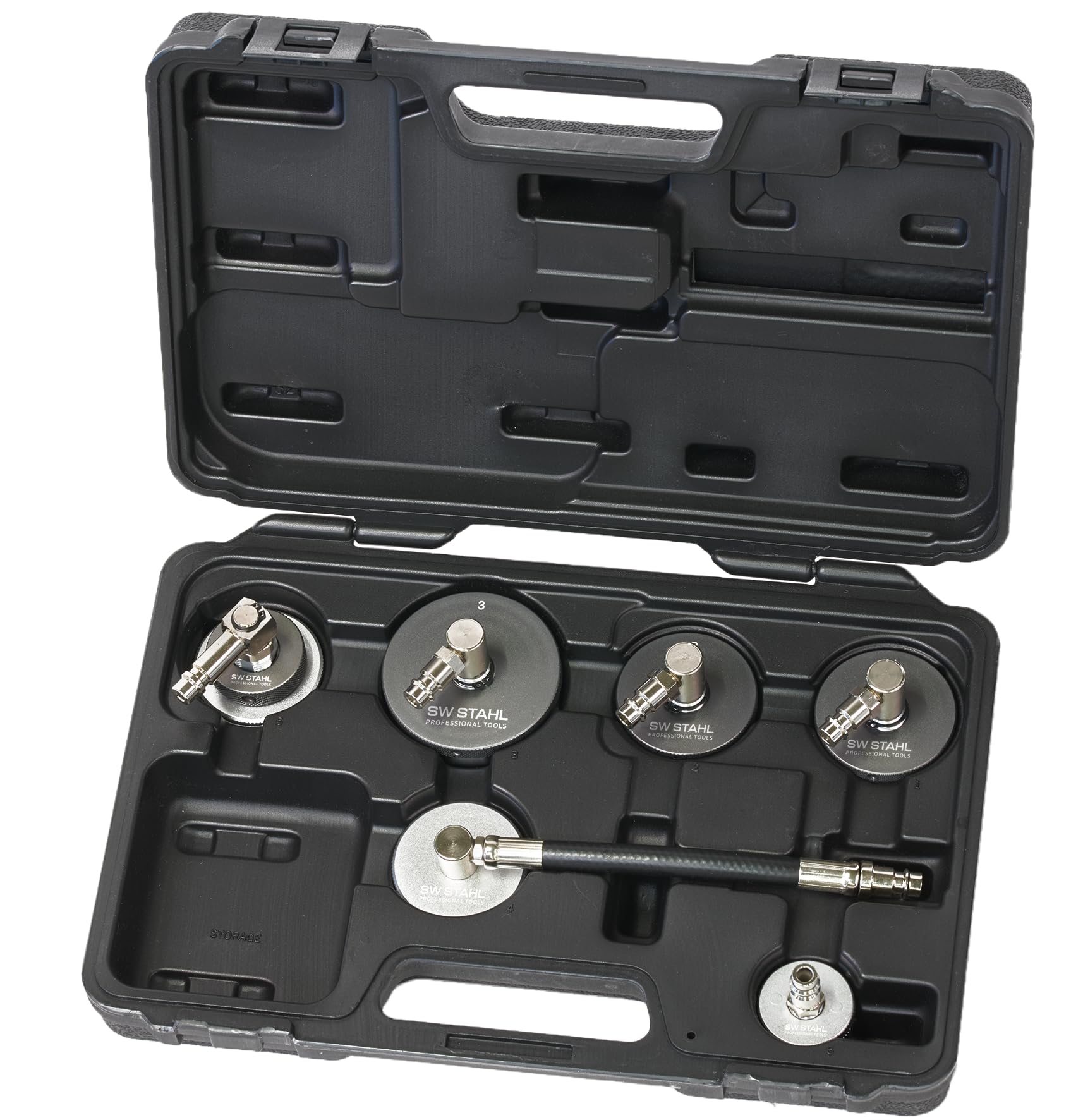 SW-Stahl 01494L Kit Spurgo Freni Pneumatico - Idraulica Freno Auto | Dispositivo professionale per spurgo e carico aria freni, universale per impianti idraulici e sistemi frenanti di veicoli