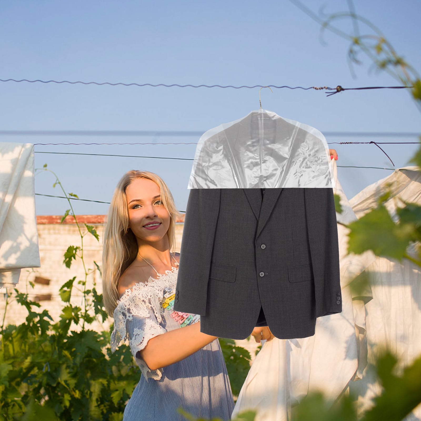 Kichvoe Suit Covers Plastic Clothes Covers: 10pcs Clear Shoulder Clothes Bags Garment Bags Coat Covers Clothes Protectors For Clothes Rail Closet Hanging Suit Coats Jackets Dresses 30 * 40cm - Image 4