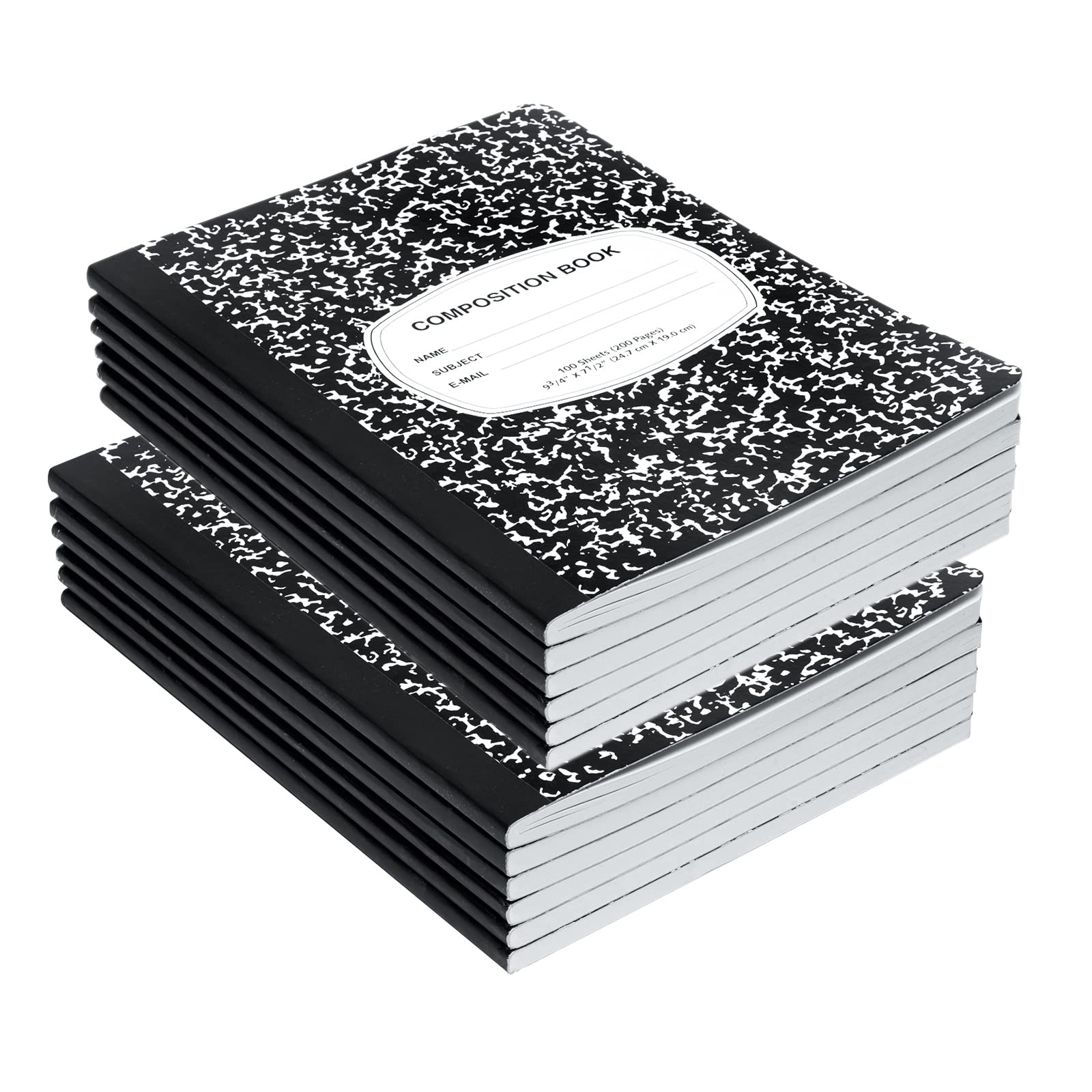 EPI Marble Hardcover College Ruled Composition Notebook | 200 Pages (100 Sheets), 9.75 x 7.5 in, Sturdy Sewn Binding | School, Office, Journaling, Notes - 12 Pack