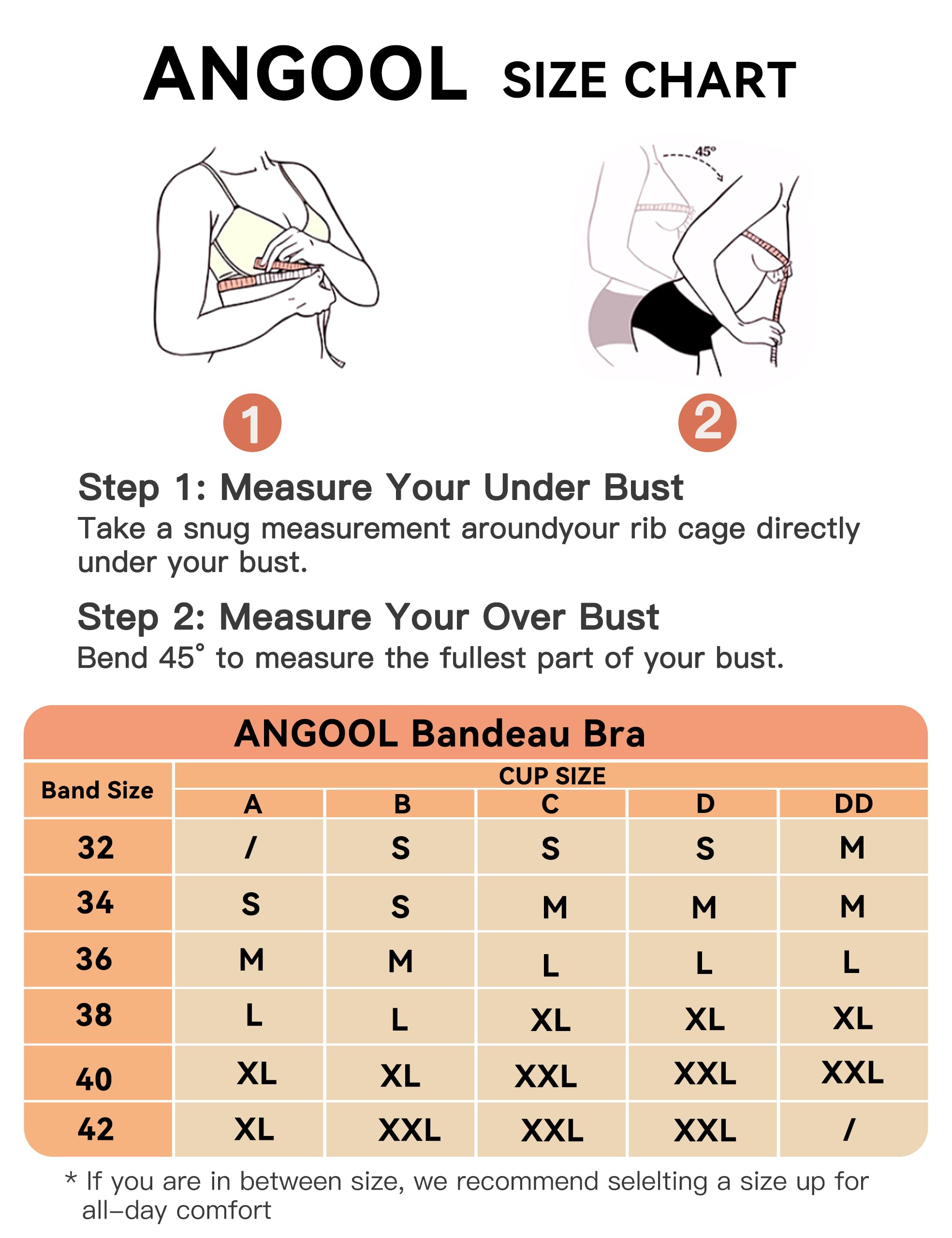 ANGOOL Reggiseni senza spalline per le donne senza ferretto antiscivolo Tube Top invisibile Bralette senza cuciture imbottito reggiseno a fascia