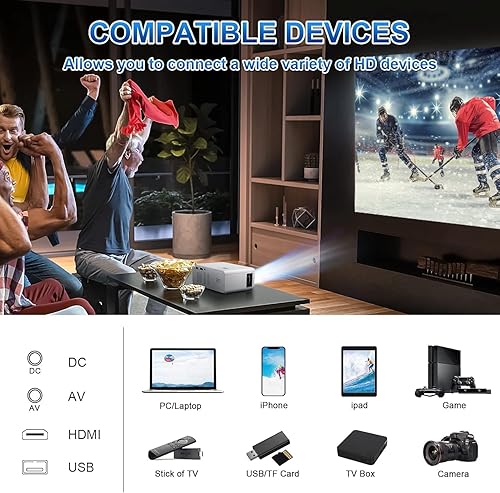 Miniatura 6 de Mini proyector con WiFi 5G y Bluetooth 9500 lúmenes, ZDK Native 1080P FHD proyector de película casera de 200 pulgadas, proyector portátil de video