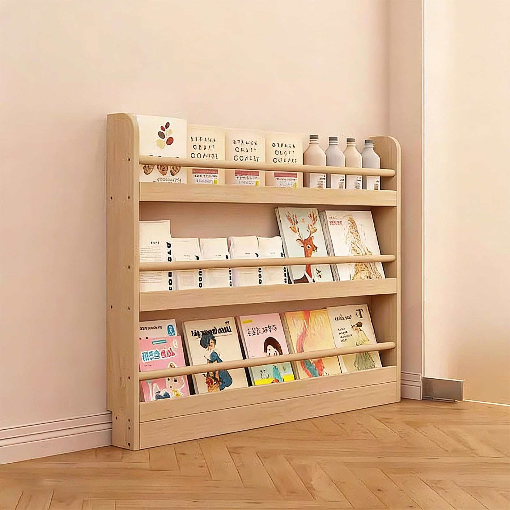Scaffale Organizzatore in Legno Massiccio Stretto,Scaffale Dietro la Porta,Libreria sottile e stretta,Libreria Bambini da Parete,grande capacità di archiviazione,for soggiorno,armadio
