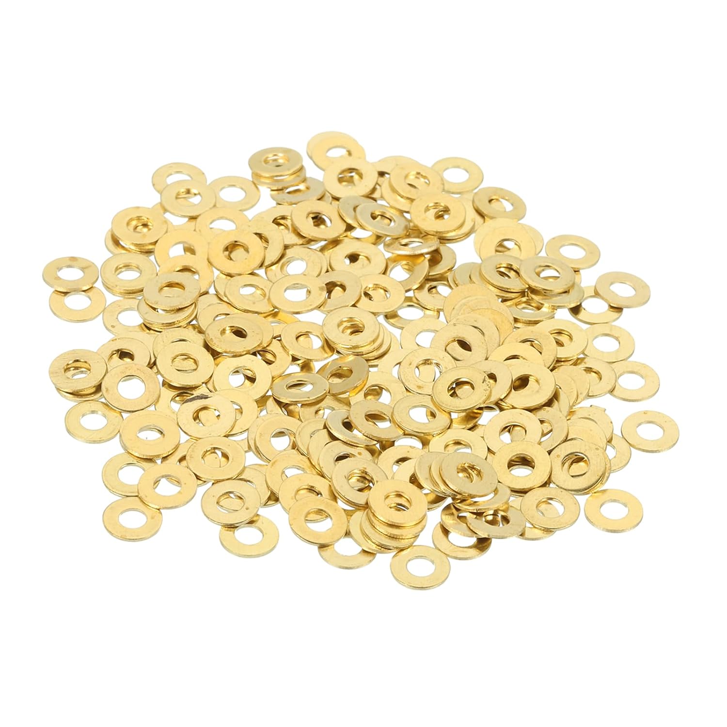 MECCANIXITY 220 Pack Brass Flat Washer, M2 Copper Washers Crush Washer Kit Assortment, 2.5mm ID, 6mm OD, 0.5mm Thick for Bolts Screws Machinery Repair, Outdoor Construction