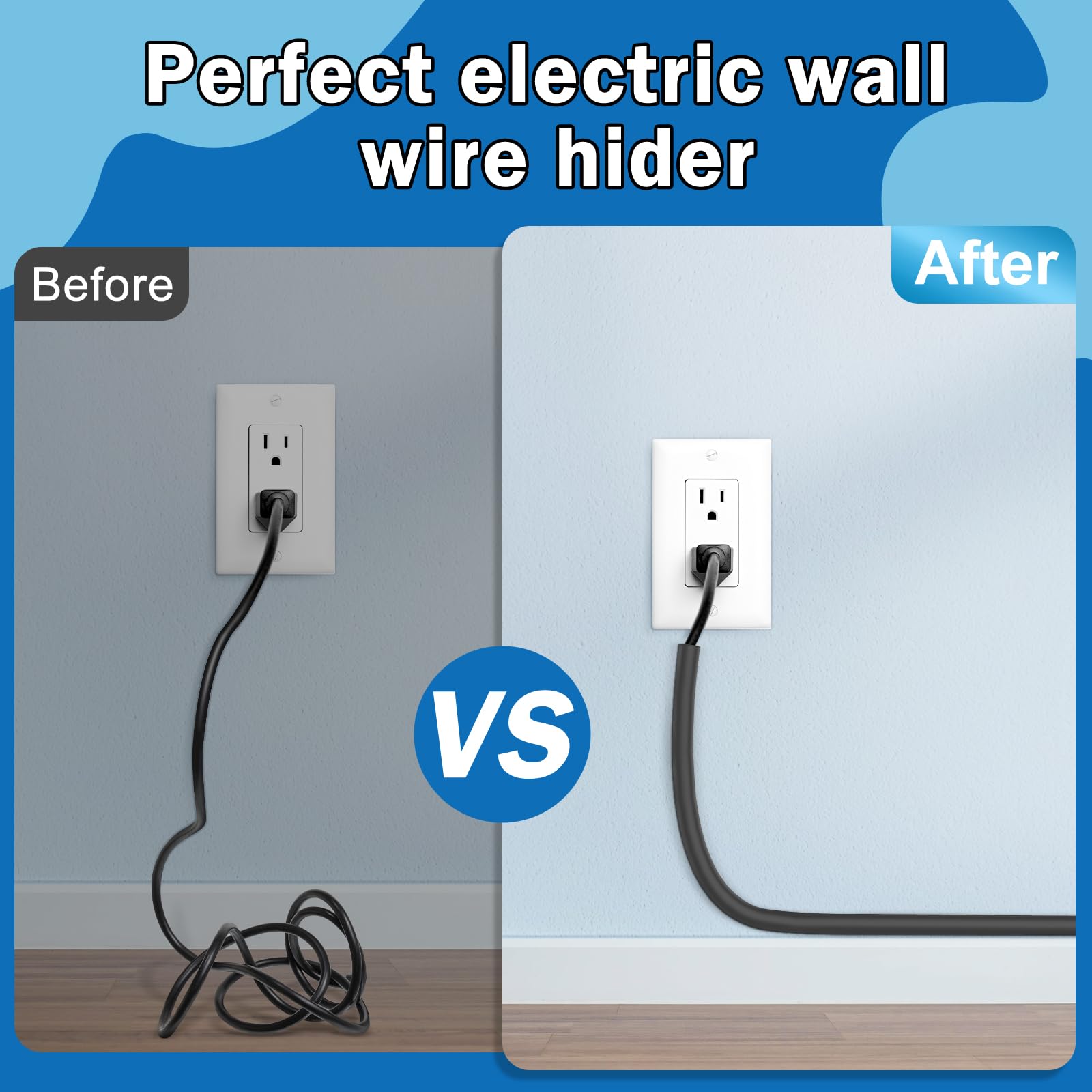 UOMTFAI Wall Cord Hider 78 Zoll - Selbstklebende Drahtabdeckung Raceway für Wände, Flexibler PVC-Kabel-Concealer für Zuhause und Büro, W0.59 H0.99.1 cm - Schwarz
