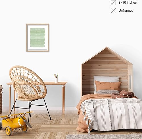 Miniatura 4 de Arte de pared verde salvia con afirmaciones positivas y positivas, arte de pared para cuarto de bebé, arte de pared inspirador de salvia, oficina,