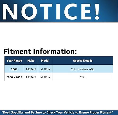 Miniatura 2 de Detroit Axle - 2 bujes de rodamiento de rueda delantera de repuesto para Nissan Altima 2007 2008 2009 2010 2011 2012 [2.5L 5 lengüetas con ABS]