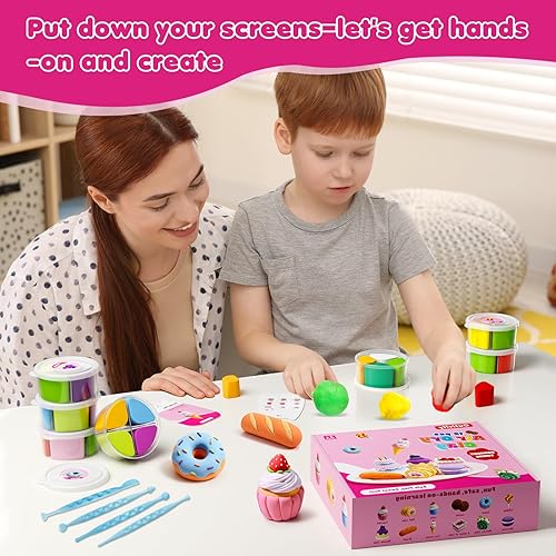 Miniatura 3 de Arcilla seca al aire para niños, 12 kits únicos de arcilla de postre con herramientas de escultura y tutoriales, modelo mágico seguro y
