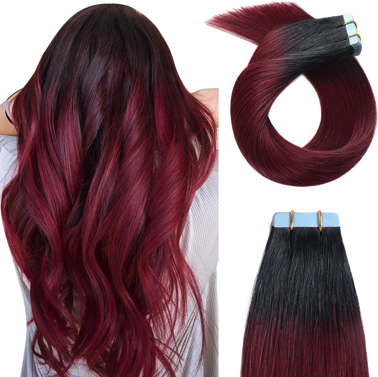 Black to red ombre hair extensions Clearance