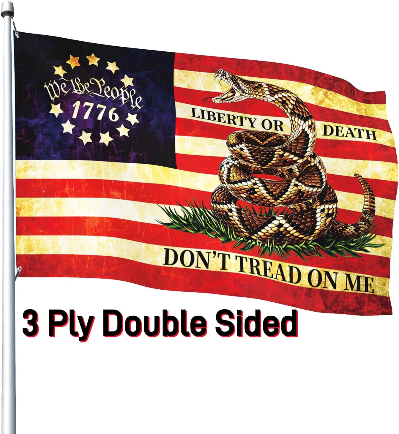 We The People 1776 Flag 3x5 Ft 3Ply Double Sided Vintage American Flag Bald Eagle for 4th of July Patriotic Flags Memorial Day Flags Outdoor Indoor Decorate