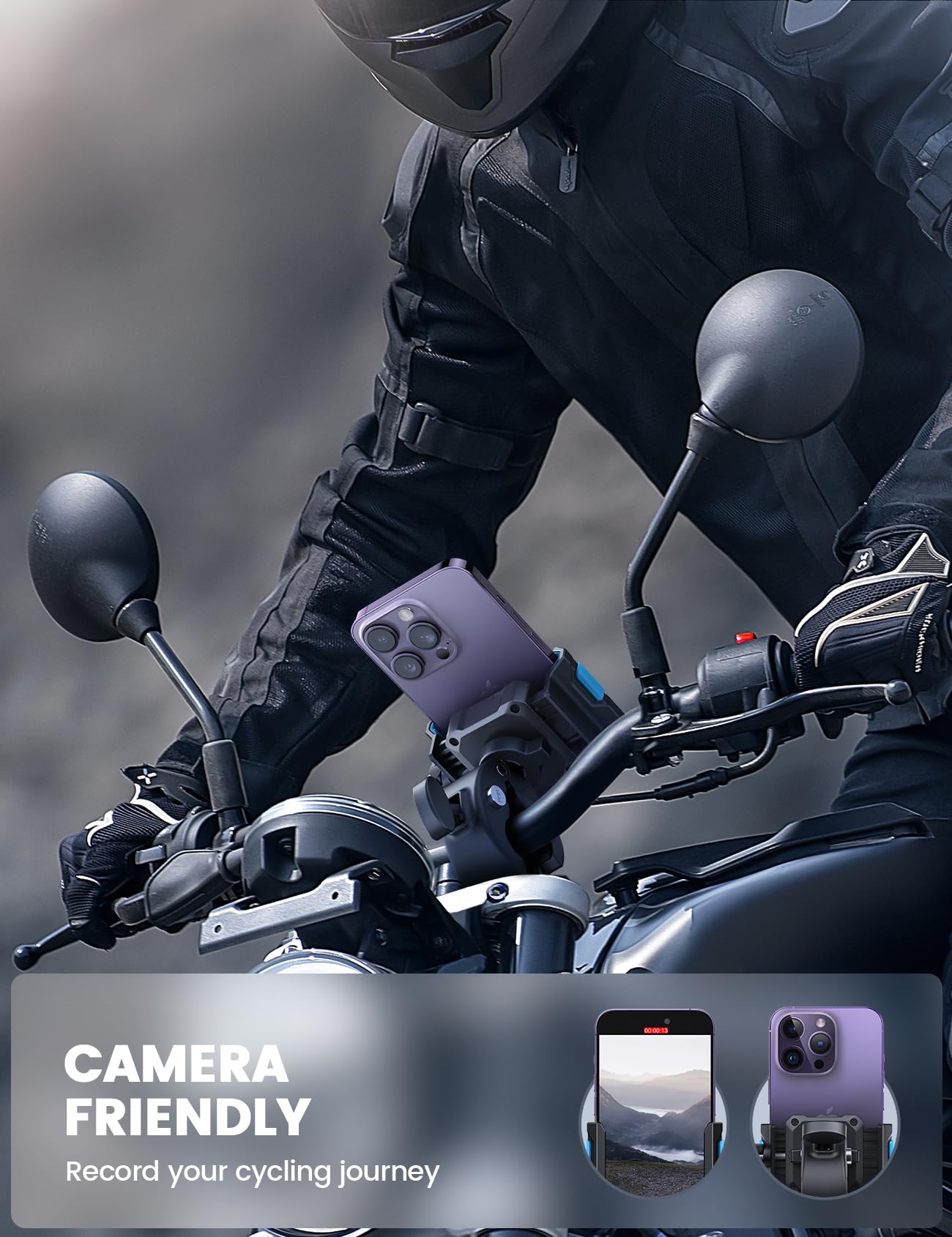 Lamicall Supporto Telefono Bicicletta【1S Sbloccato】 Rotazione a 360°, Supporto Cellulare da Manubrio per Moto Universale per iPhone 17 16 15 14 13 Pro Max Plus Mini Xs X, Huawei, 4.7-6.8" Smartphones