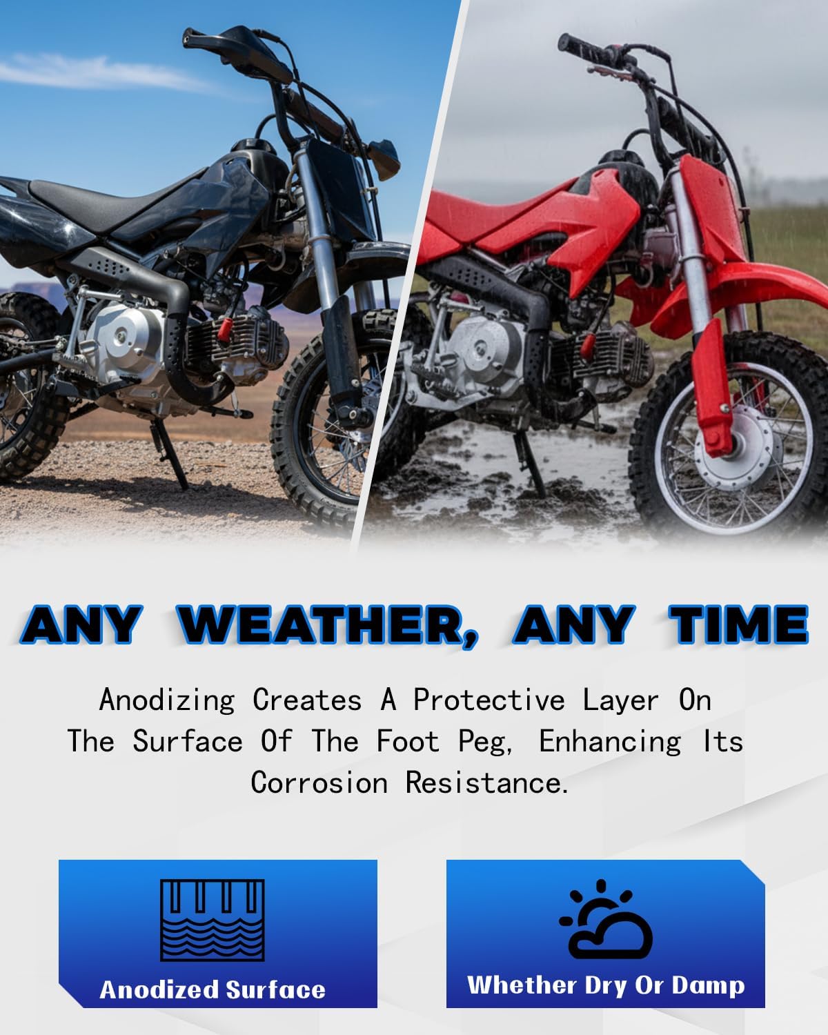 Motorcycle Foot Peg Pedal Rest Footpeg For PW50 PW80 TW200 TTR90 CR50 CRF50 CRF70 CRF110 XR50 XR80 KLX110 Dirt Bike BLUE