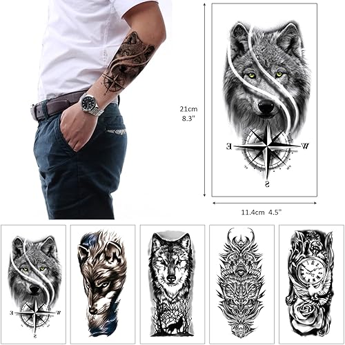 Miniatura 4 de Glaryyears Tatuaje temporal de animales para hombres, mujeres y adultos, paquete de 15 tatuajes falsos grandes, tatuajes realistas de larga duración