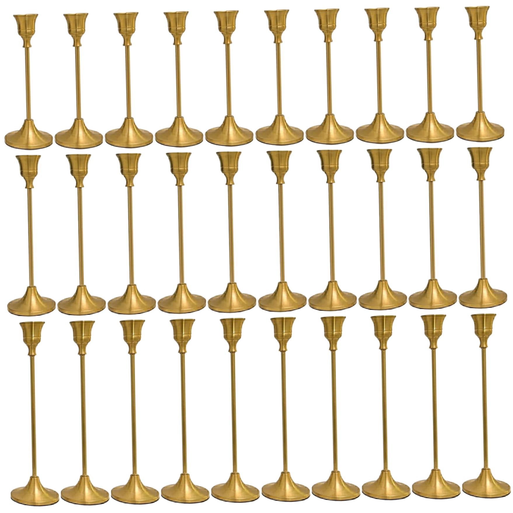 Bougeoirs dorés mariage et fête | 30 ornements coniques rétro de table