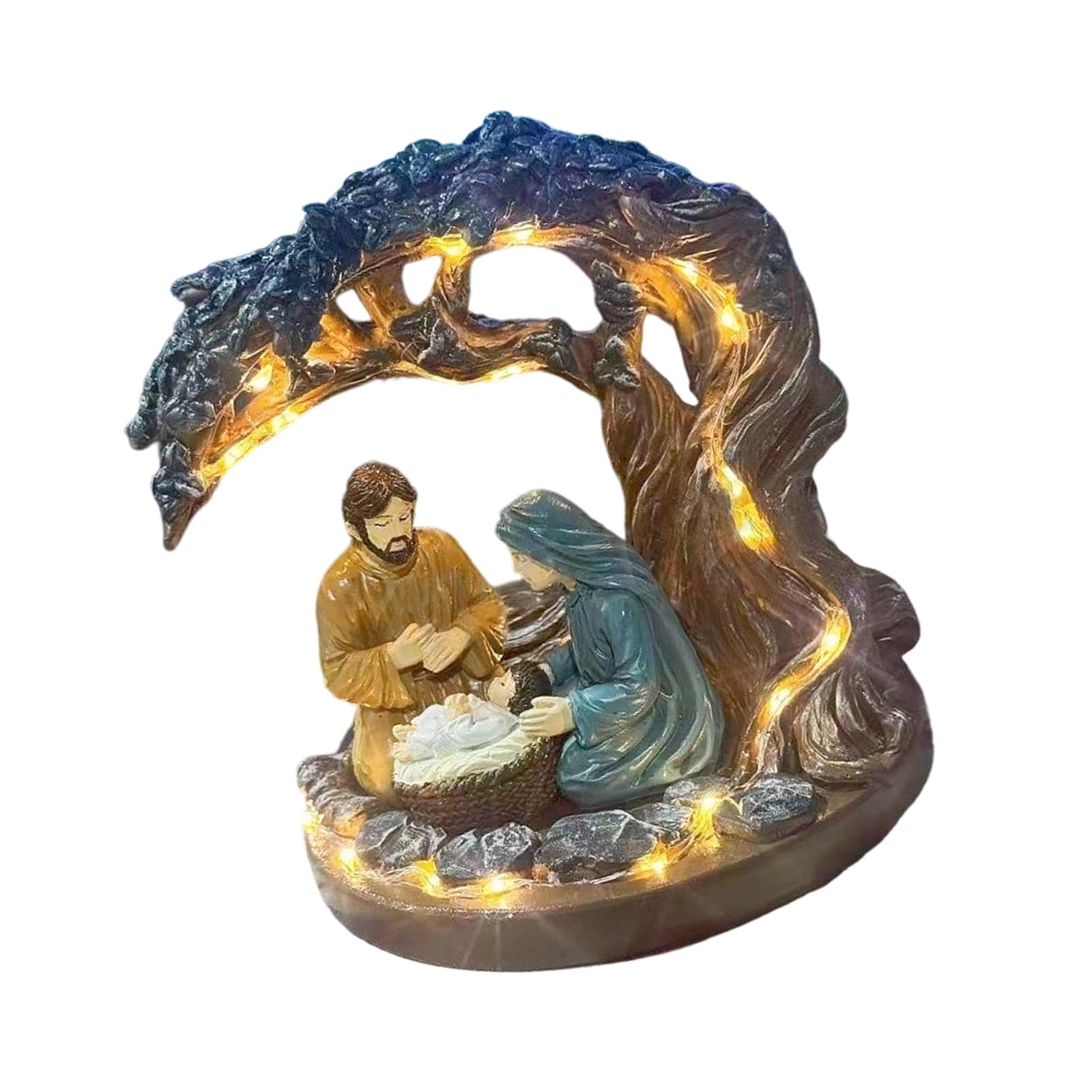 Crèche de Noël éclairée par LED en résine idée cadeau fête