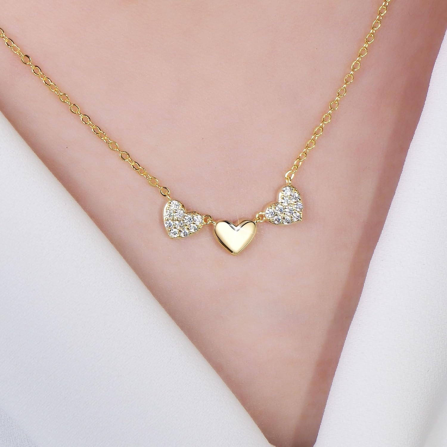 Heart Moissanite Pendant Necklace, 0.3CTTW D Color VVS1 Moissanite 14K Gold Plated Eternal Heart Pendant for Women Mom Birthday Jewelry Gifts - Image 6