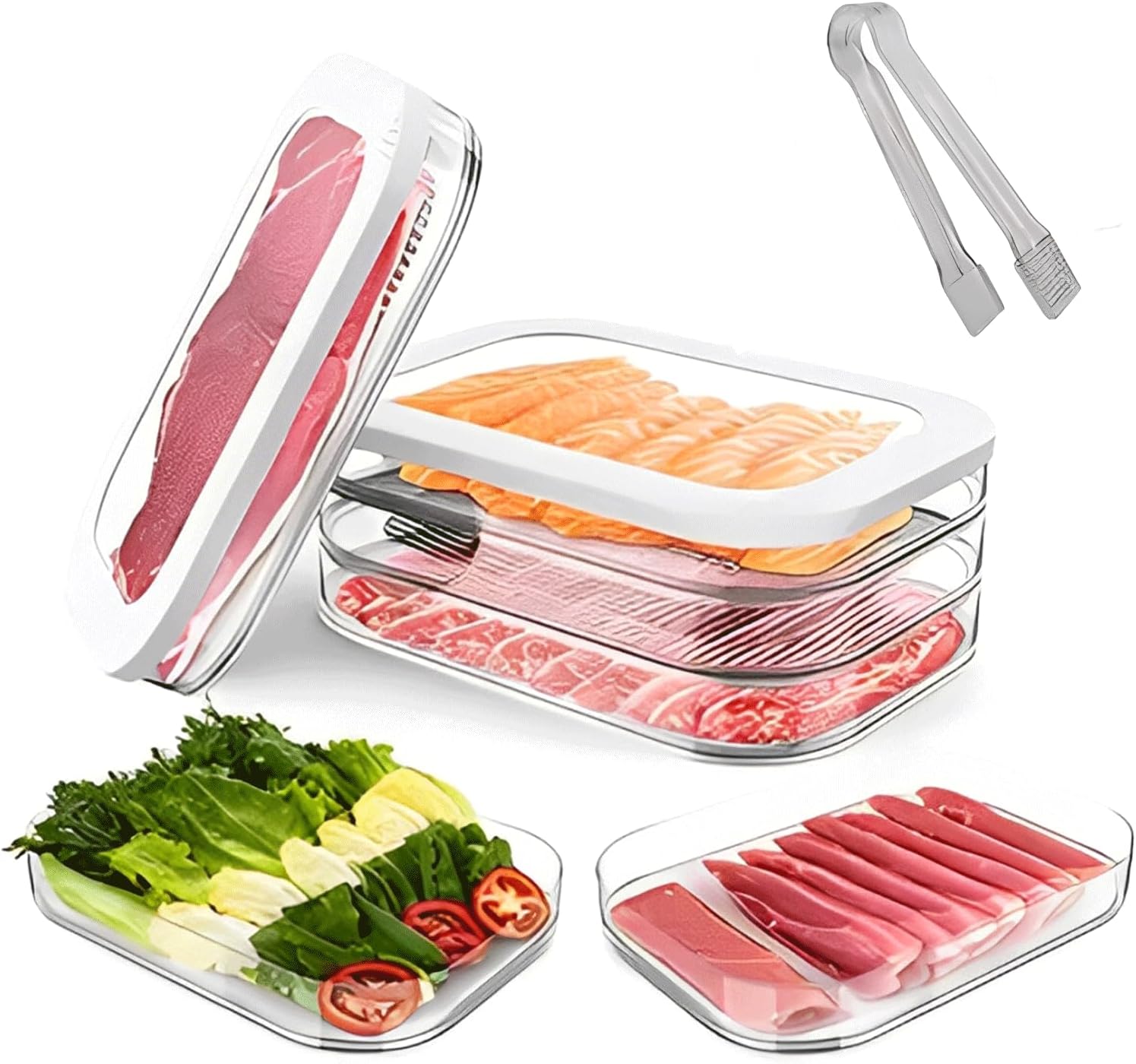 3 Layers Deli Meat Container for Fridge with Tong, stackable Lunch Meat Container for Refrigerator, Deli Containers with Lids for Refrigerator & Food Storage Boxes For Cold Cuts, Ham, Salami Storage 3 Layers Deli Meat Container for Fridge with Tong, stackable Lunch Meat Container for Refrigerator, Deli Containers with Lids for Refrigerator & Food Storage Boxes For Cold Cuts, Ham, Salami Storage