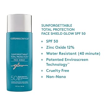 Colorescience Sunforgettable Total Protection Face Shield Glow أو Bronze SPF 50، Glow، 1.8 Fl Oz