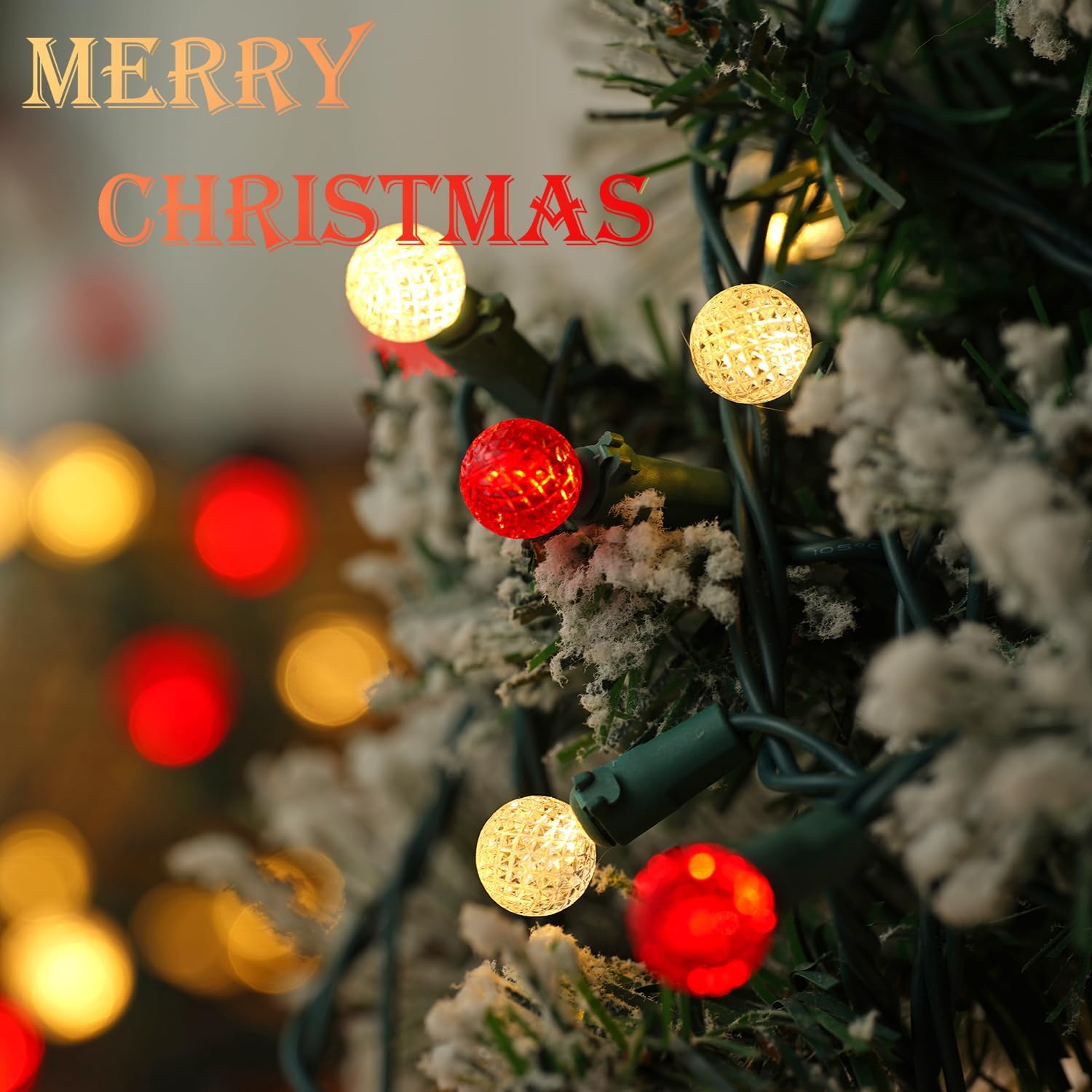 BOHON Christmas Lights Outdoor Faceted G15 50 LEDs Red and Warm White image 2