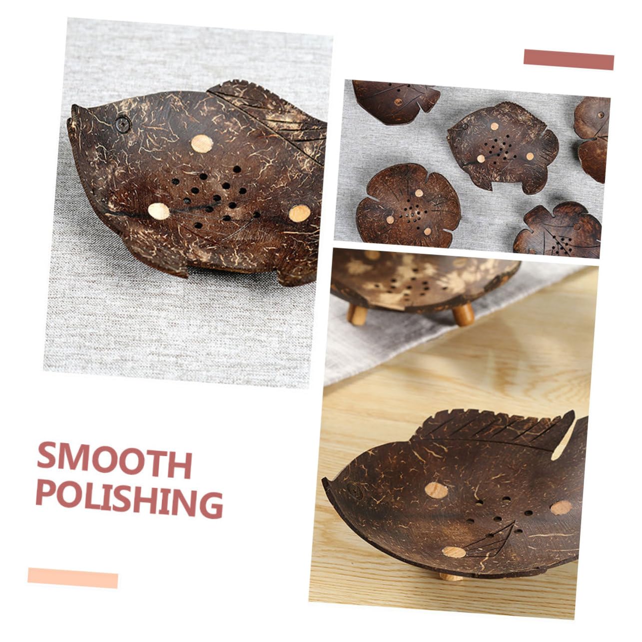Cabilock 3 Sätze Coconut Shell Seifenhalter Kreative Badezimmer Seifenschale Haustier Futternapf Abflussdesign Langlebig Einfache Handhabung Für Haustiere 2 Stück * 3