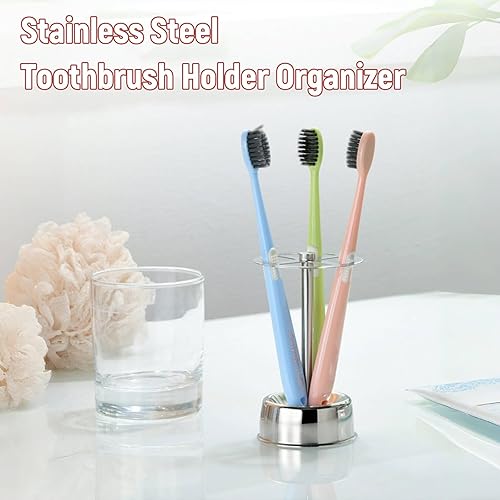 Miniatura 5 de Soporte para cepillos de dientes, soporte ventilado para cepillos de dientes, organizador de pasta de dientes de acero inoxidable, organizador de