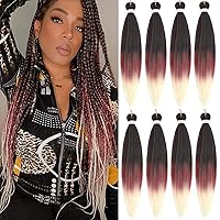 Vista 52 de Alrence Cabello trenzado preestirado largo de 30 pulgadas – 8 paquetes de extensiones de cabello trenzado profesional, trenzas de crochet de fibra