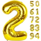 Gold 2 Balloon, Number Balloon 40 Inch, Two Balloon Number Birthday Decorations, Second 2nd Birthday Party Supplies, Number 2 Balloon