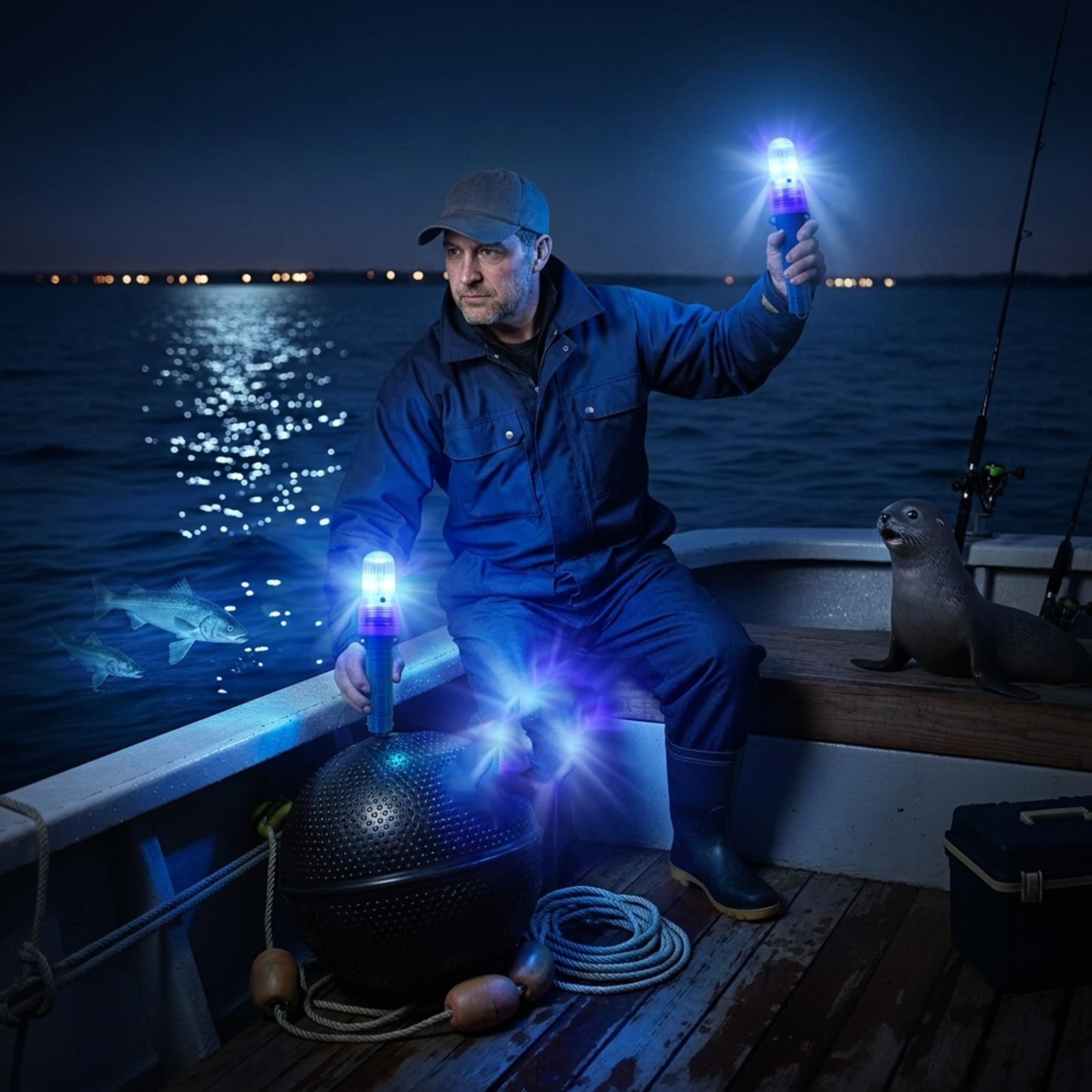 Fusées de détresse Marines, Lot de 3, kit fusées détresse pour Bateau - Feux stroboscopiques à LED Bleues pour Le marquage des Filets, l'appâtage des Poissons et la Dissuasion la Faune s