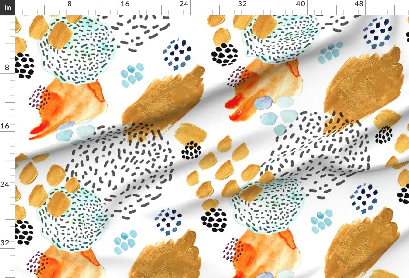 Spoonflower Fabric - Memphis Bright Watercolor Orange Turquoise Modern Geometric Abstract Printed on Minky Fabric by The Yard - Sewing Baby Blankets Quilt Backing Plush