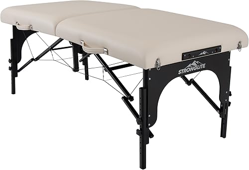STRONGLITE Premier - Mesa de masaje portátil de la más alta resistencia, sistema de espuma de lujo de 3 pulgadas, incluye reposacabezas flexible y