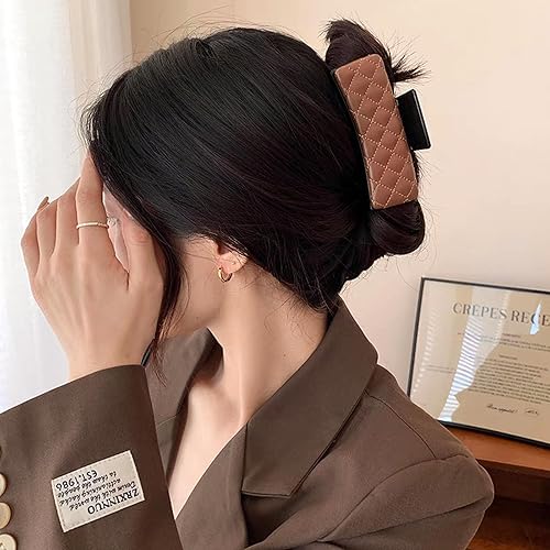 Pinza para el pelo de piel sintética, estilo francés, pinza de sujeción fuerte, accesorios para el cabello cuadrado para mujeres y niñas, cabello