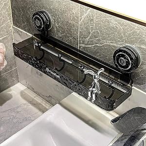 Wamnexti Corner Shower Caddy with Hooks Suction Cup Shelf for Inside Shower Wall Organizer Bathroom Shower Baskets Organizers