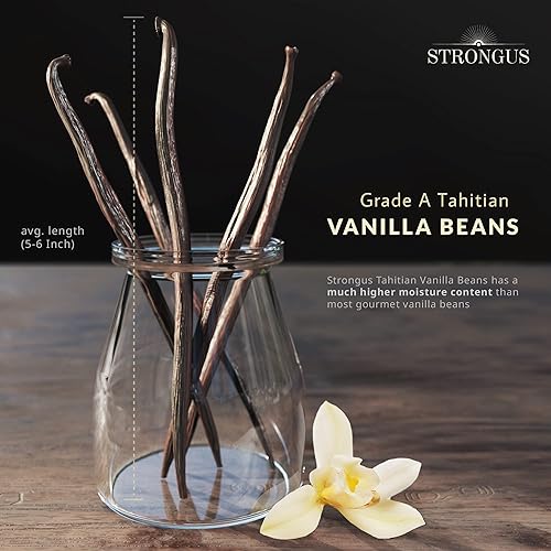 Miniatura 5 de Strongus Granos grandes de vainilla de Tahití  Grano de vainilla de grado A sellado al vacío  Sabor y aroma ricos, cremosos  Ingredientes para