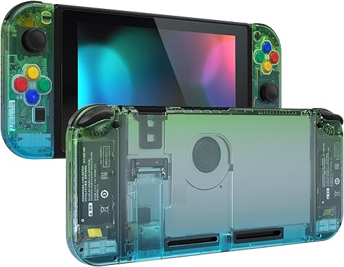 eXtremeRate Placa trasera para consola Nintendo Switch, carcasa del controlador de mano NS Joycon con botones coloridos, carcasa de repuesto para