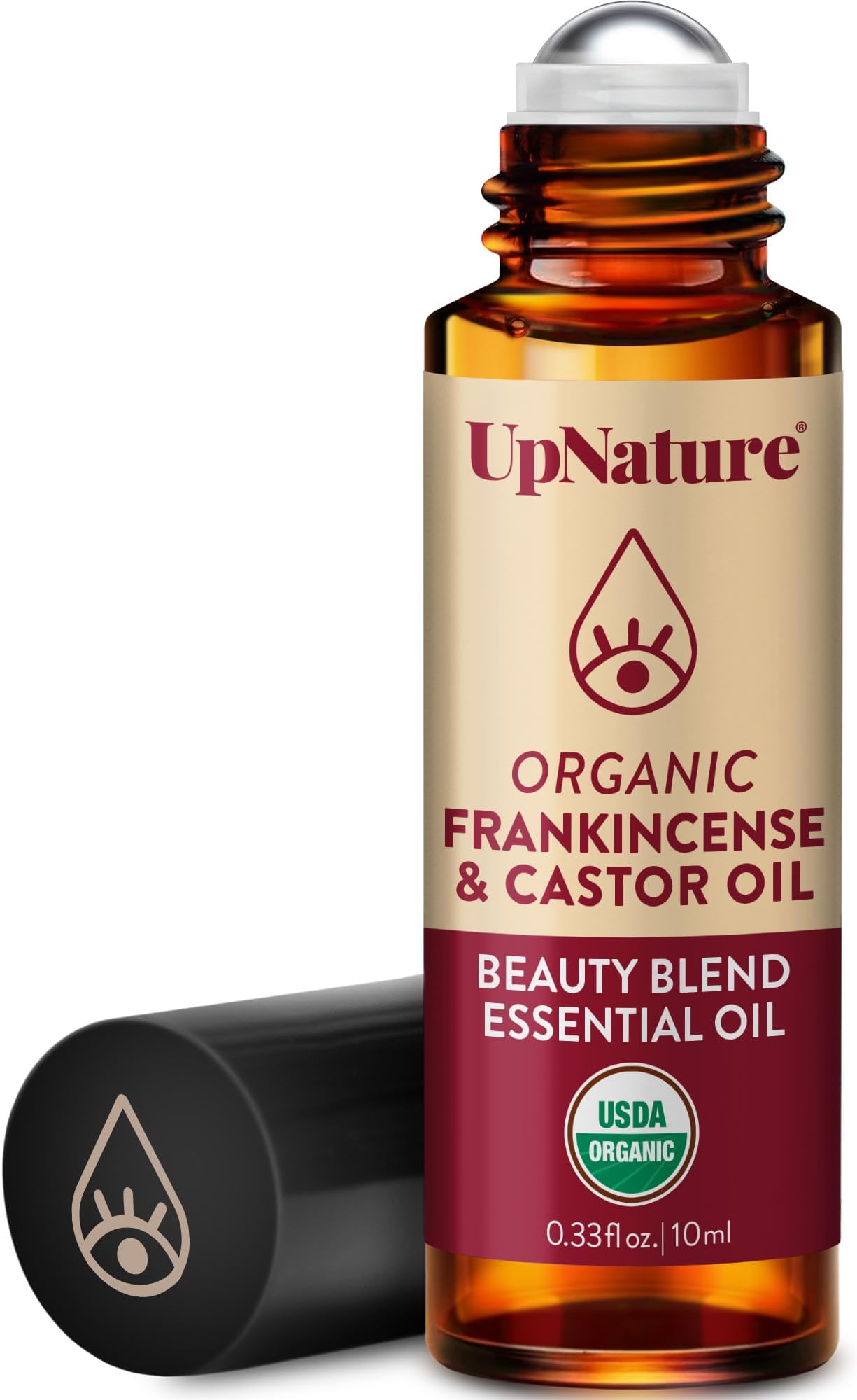 UpNature Beauty Castor Oil Roll On Eye Roller - 100% Organic Frankincense and Castor Oil for Face, Dark Circles, Fine Lines, Under Eyes and Skin