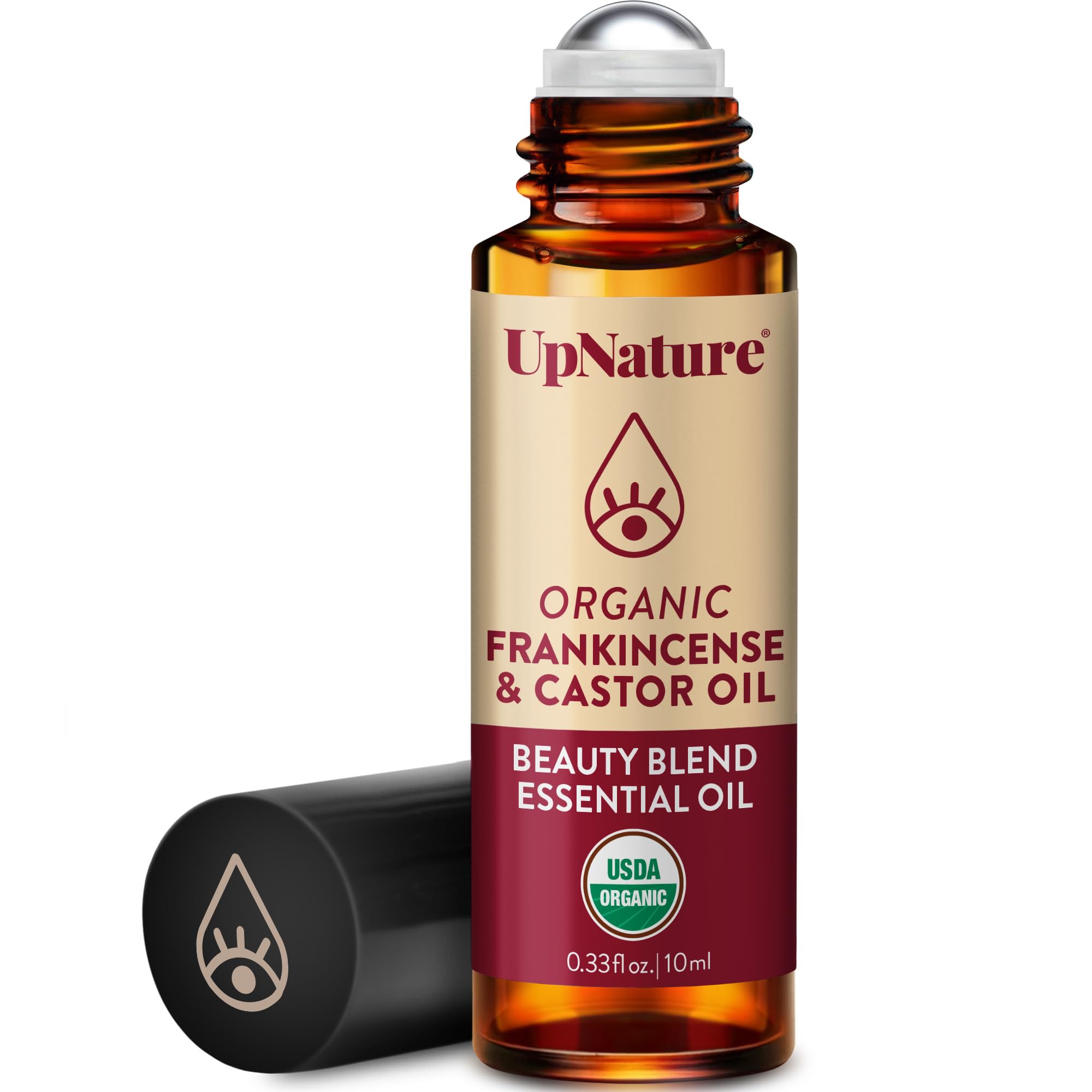 UpNature Organic Castor Oil and Frankincense Roll On - 100% Pure Hexane Free Castor Oil & Frankincense Under Eye Roller for Face - Wrinkles Dark Circles Beauty Rollerball