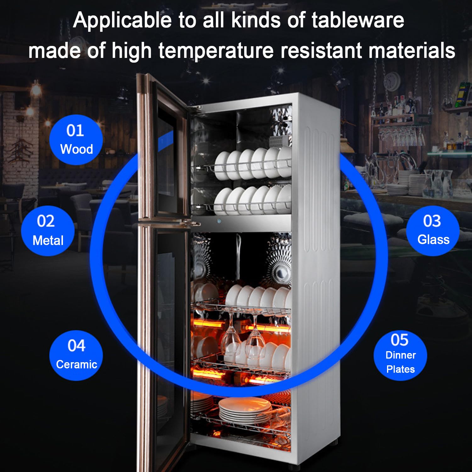 Armario De Desinfección De Acero Inoxidable Para Uso Comercial Y De Restaurante Cocina Vertical Hogar Tazón Palillos Vajilla Armario Esterilizado a Alta Temperatura De 125 °c,42 * 36.5 * 129cm