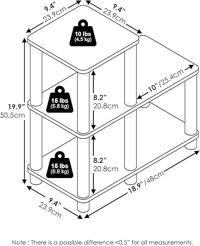 Miniatura 3 de Furinno Turn-N-Tube - Estantes de almacenamiento, estante para libros de 5 niveles, estante esquinero, estantes abiertos sin herramientas, para