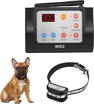 WIEZ 2-in-1 Dog Fence Wireless & Training Collar for Outdoor, Electric Wireless Fence w/Remote, Reflective Stripe,Waterproof, Adjustable Range, Harmless for All Dogs
