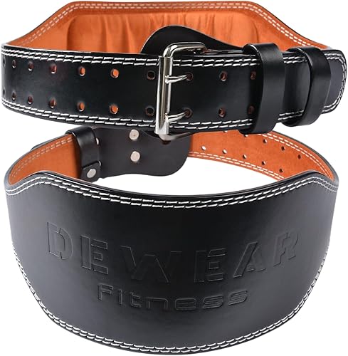 Miniatura 13 de Cinturón de cuero para levantamiento de pesas, soporte lumbar acolchado de 4 y 6 pulgadas, 10 agujeros ajustables, cinturón de peso para gimnasio, 4