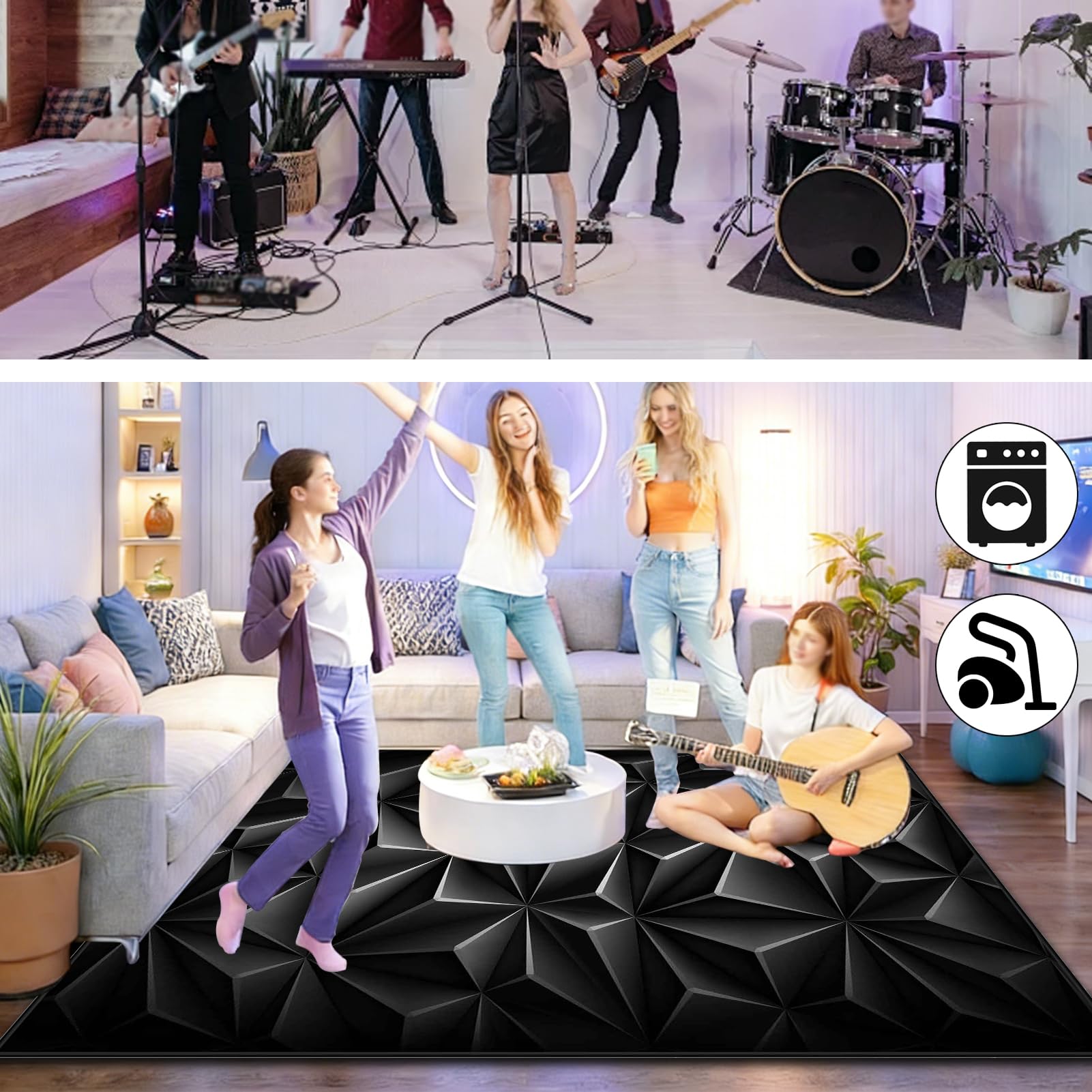 200 x 170 cm Dywan z baterią elektroniczną Dźwiękoszczelny Antypoślizgowy Dywan Pochłaniający Akustyczny Profesjonalna mata do instrumentów muzycznych do instrumentów muzycznych do gitary basowej